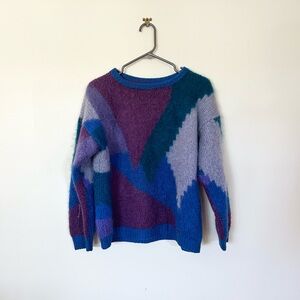 Vintage 1980s hand knit mohair sweater